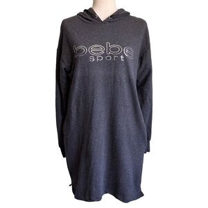 Y2K Bebe Sport Women’s Gray Sequined Hoodie Dress‎ Size Medium Street Athleisure